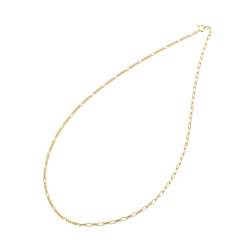 K18YG フィガロ ＆ 荒角小豆 ハーフデザイン ネックレス 全長 約45cm 総重量 約5.7g