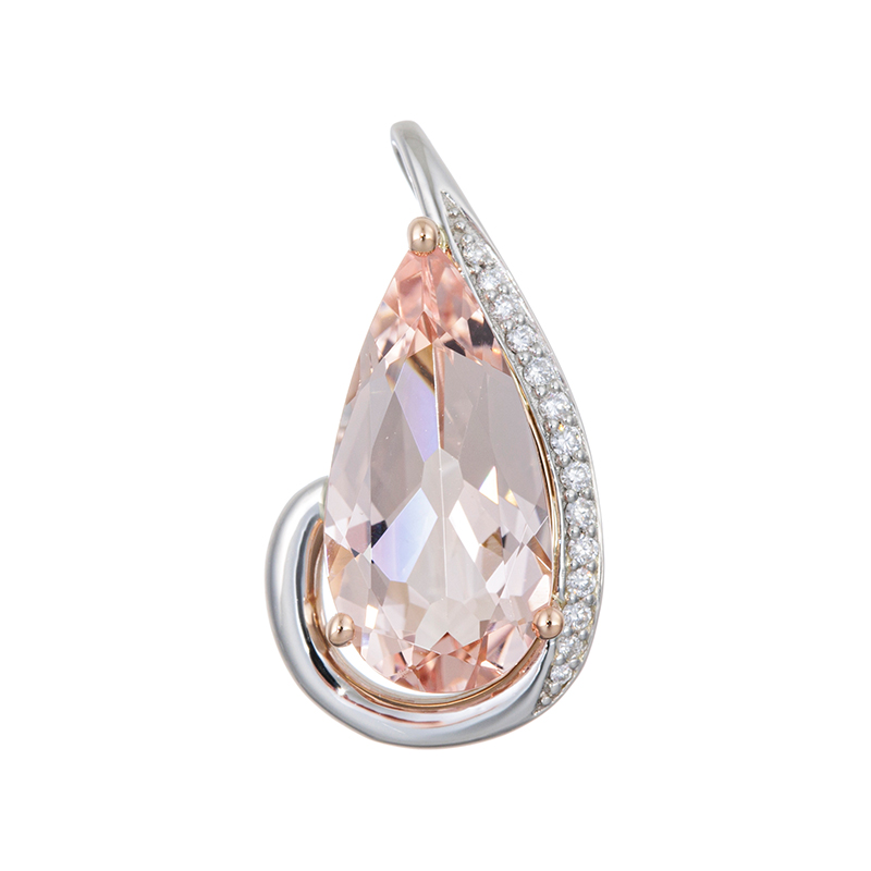 PT950/K18PG モルガナイト ダイヤ ペンダントトップ MOR 2.70ct D0.06ct
