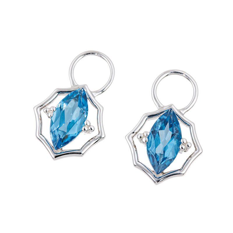 パラジウムシルバー950 エレクトリックブルートパーズ チャーム TO 約2.00ct 