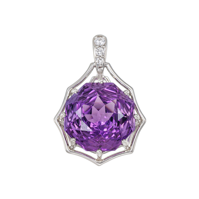 PT950 アメシスト ダイヤ ペンダントトップ AM 約6.00ct D 約0.05ct