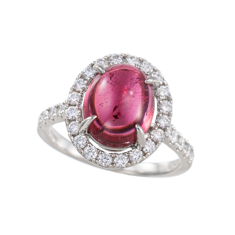 PT950 ルベライト ダイヤ リング RT 約3.50ct D 約0.60ct 