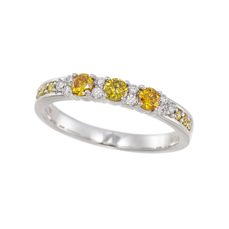 PT950 ファンシーイエローダイヤモンド＆ダイヤ リング YD 約0.27ct(SI2)