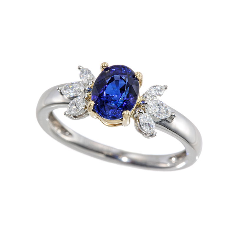 PT950/K18YG サファイア ダイヤ リング SA 1.50ct D 0.25ct 