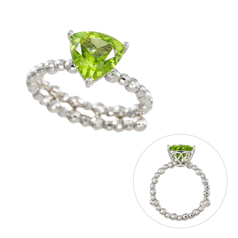 PT950 ペリドット アラベスク フリーリング PE 約1.00ct #8-#20