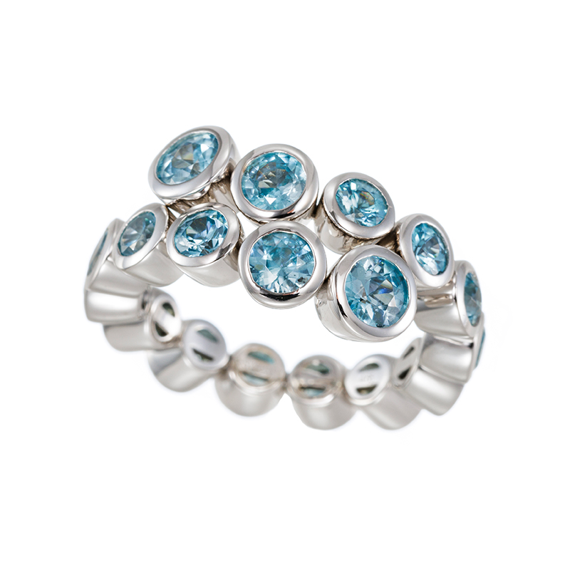 パラジウムシルバー950 ブルージルコン フレックスリング ZI 約4.65ct ＃14-＃19