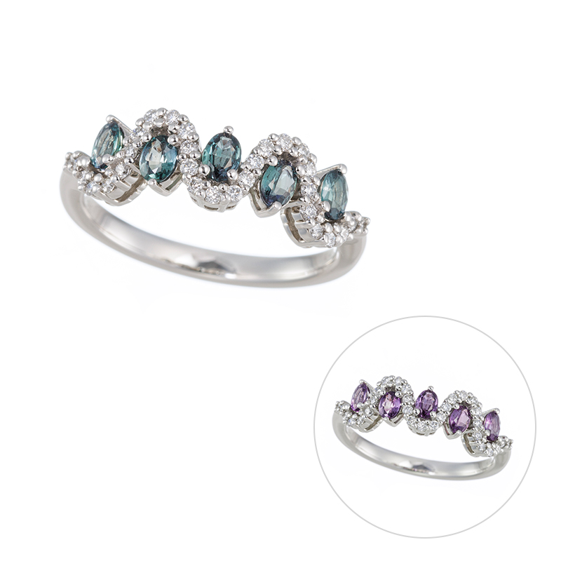 PT950 ブラジル産アレキサンドライト ダイヤ リング AL 約0.40ct D 約0.15ct 