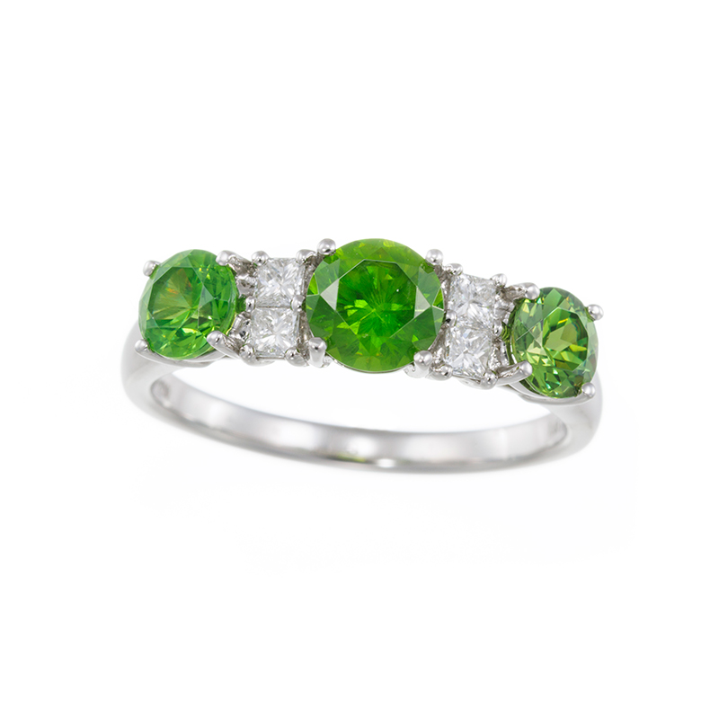 PT950ウラル産デマントイドガーネットダイヤリングDTG約1.50ctD約0.18ct