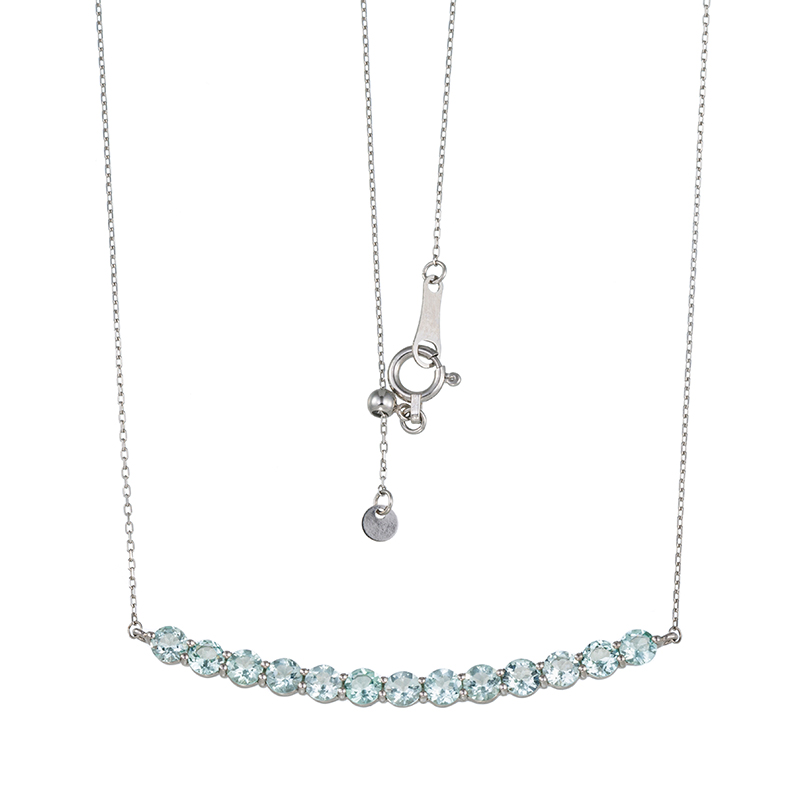 PT950/PT850ヴィヴィッドシーブルーベリルスマイルラインネックレスBE約1.00ct