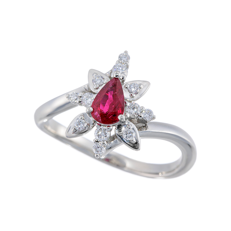 PT950 モザンビーク産ルビー ダイヤ リング RB 約0.30ct D 約0.18ct