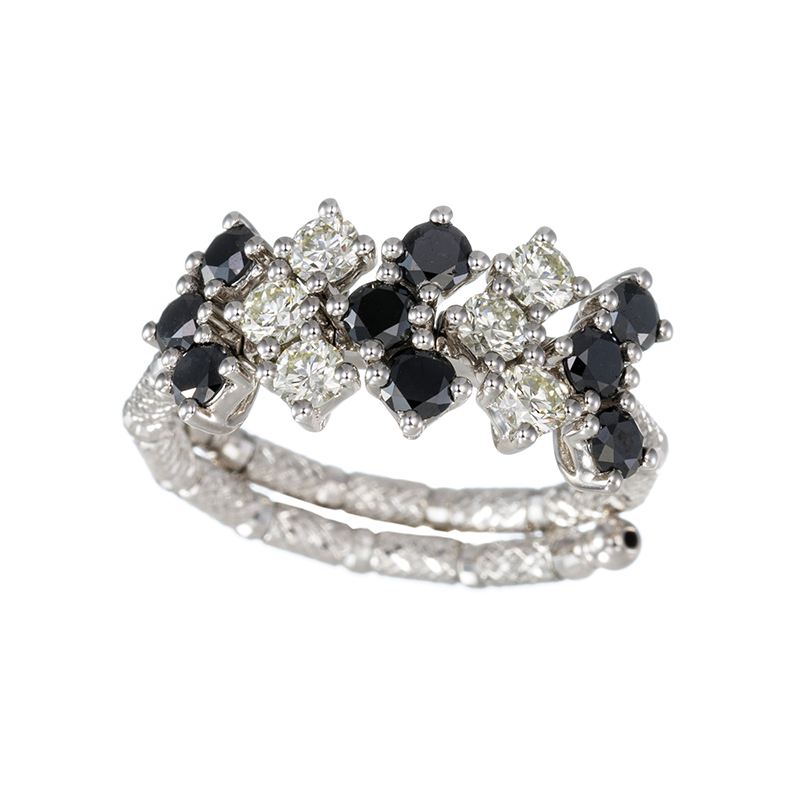 PT950 ブラックダイヤモンド(トリート) & ダイヤ フリーリング 8～23号