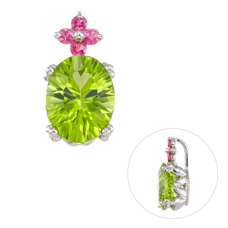 PT950 コンケーブカット ペリドット アヤナスピネル オリーブ ペンダントトップ 