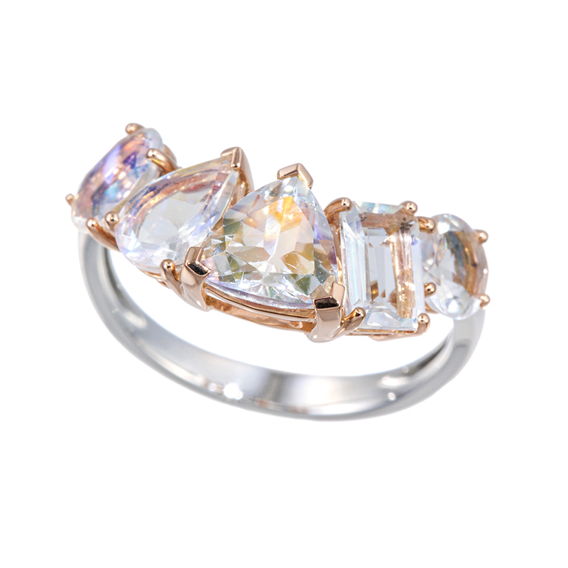 PT950/K18PG アンデシン/ラブラドライト リング AN/LAB 約2.30ct