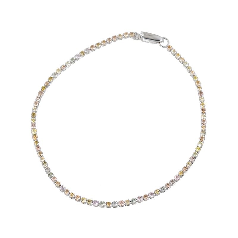 PT900 ファンシーライトカラーダイヤモンド シルキータッチ ブレスレット D 1.30ct