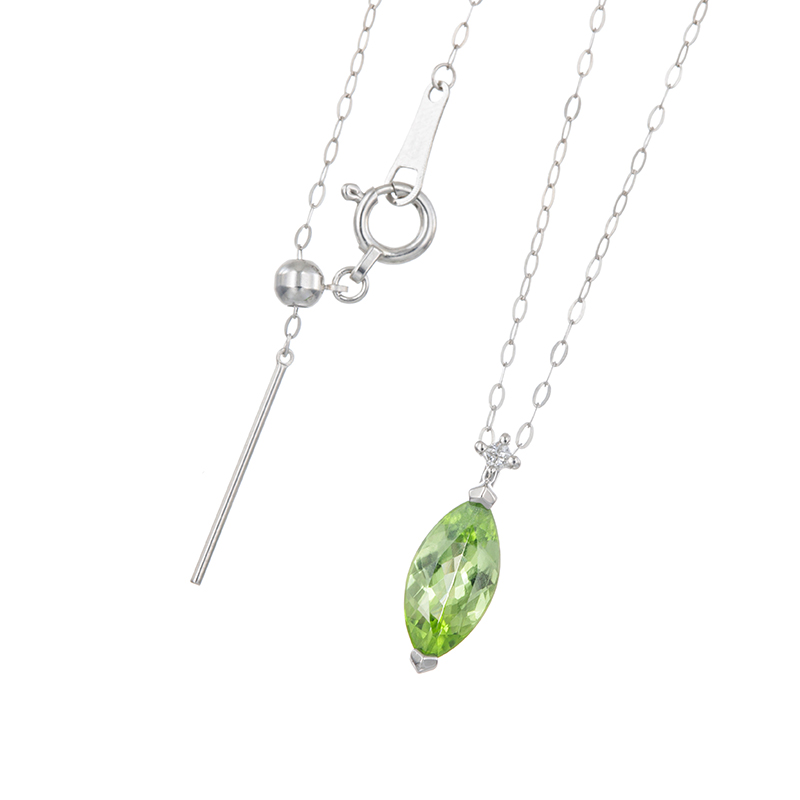 PT950 パキスタン産ペリドット ダイヤ ネックレス PE 約1.00ct D 約0.01ct