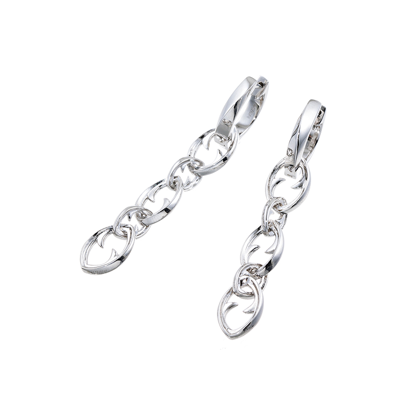 パラジウムシルバー950 ローズチェーン ピアス ＆ チャーム セット