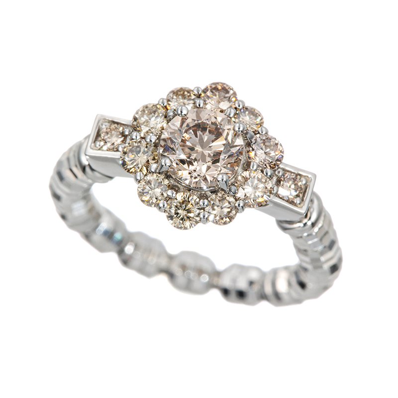 PT950 ブラウンダイヤモンド ストレッチリング BRD 約0.85ct #9-#20