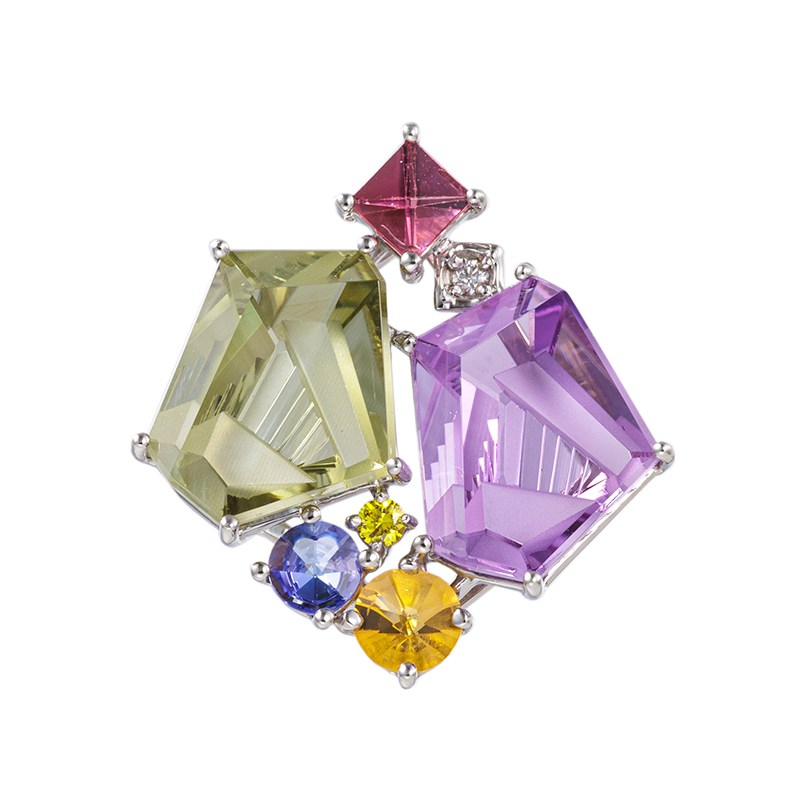 PT950 フィリップ・ムンシュタイナー アメシスト & グリーンアメシスト ペンダントトップ