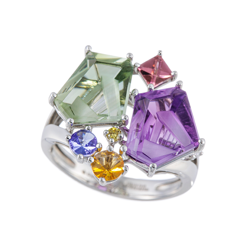 PT950 フィリップ・ムンシュタイナー アメシスト & グリーンアメシスト リング