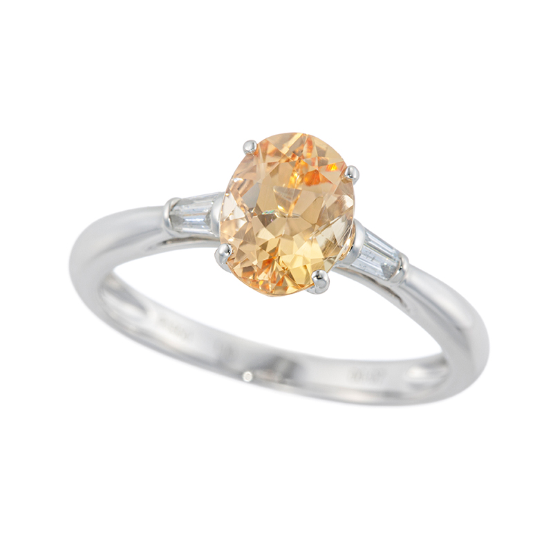PT950 インペリアルトパーズ ダイヤ リング ITO 約1.10ct D 約0.07ct