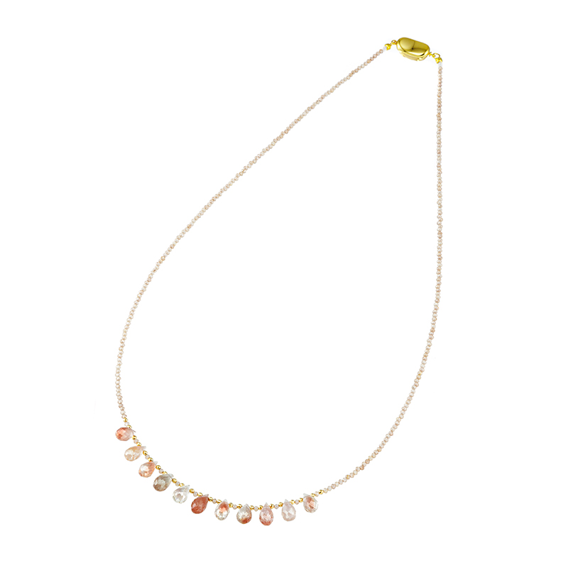 SVK18YGオレゴンサンストーンブラウンジルコンネックレスSS約14.00ctZI約13.00ct