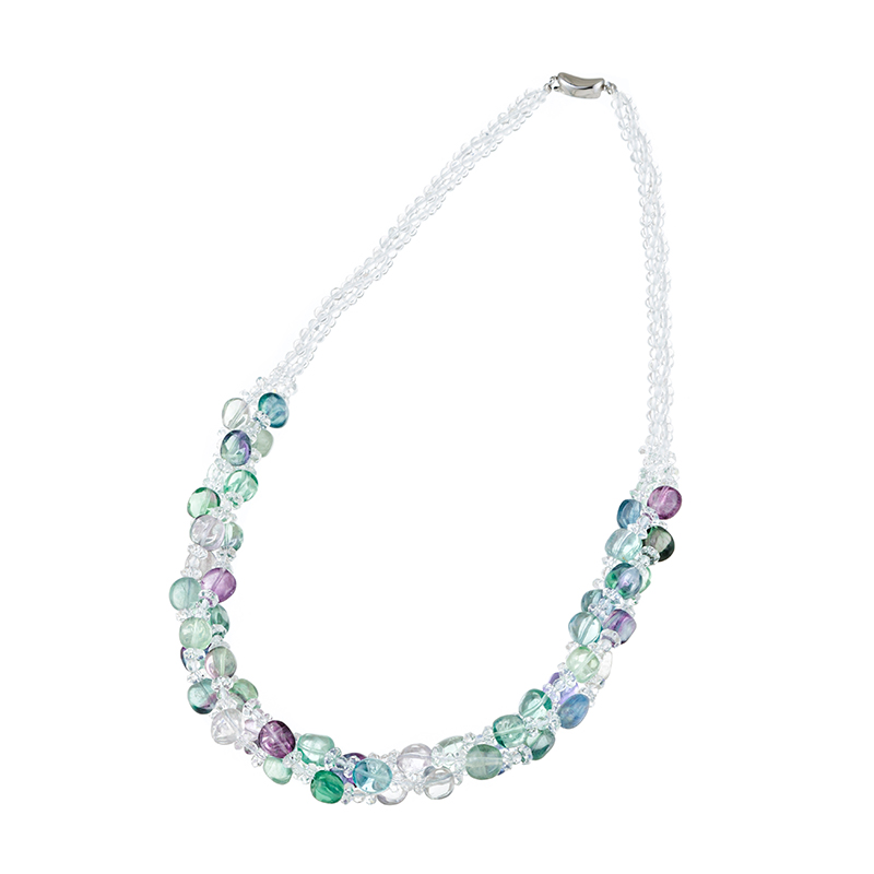 SV フローライト クォーツ ネックレス FL 約210.00ct QU 約112.00ct