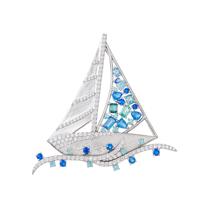 PT950アウイナイトブラジル産パライバトルマリングランディディエライトダイヤペンダントブローチ