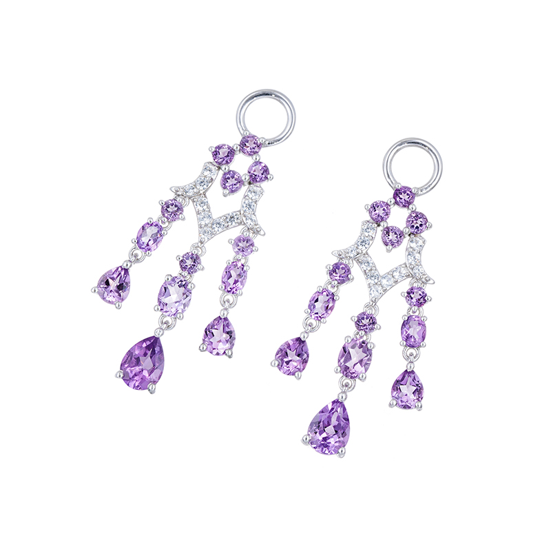 パラジウムシルバー950 アメシスト 天然ホワイトジルコン Mia チャーム