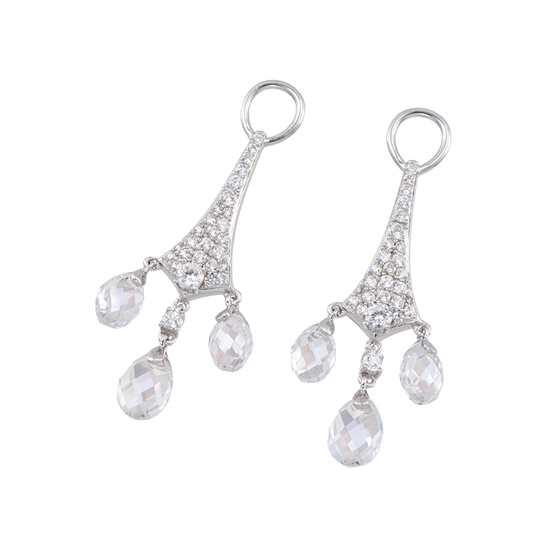 パラジウムシルバー950 天然ホワイトジルコン ロッククリスタル Mia チャームZI約1.20ct