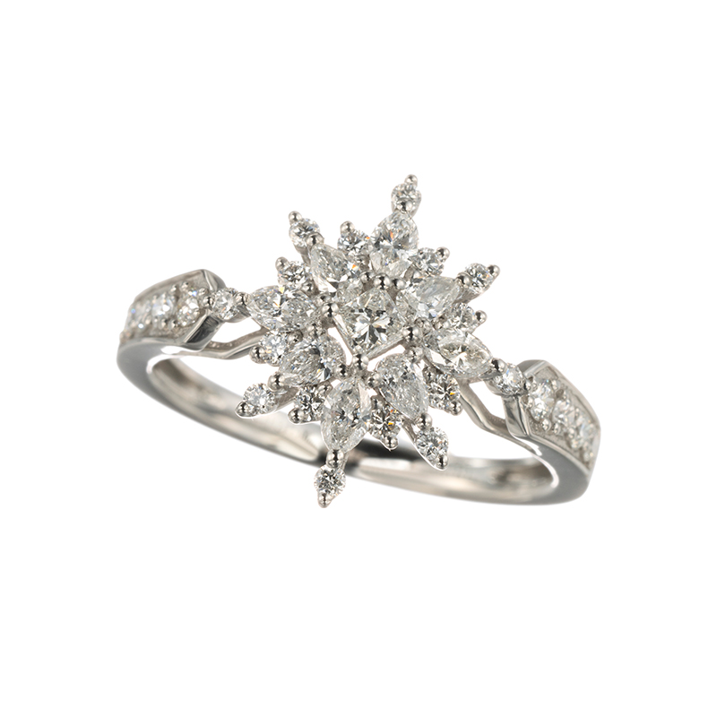 PT950 ダイヤモンド ステラ・カルテット リング D 約0.55ct