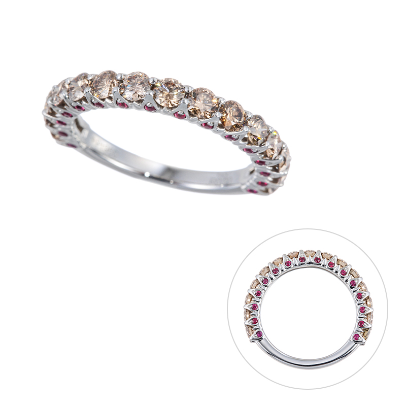 PT950 H&Cブラウンダイヤモンド ルビー ドリッピング リング BRD 約1.00ct RB 