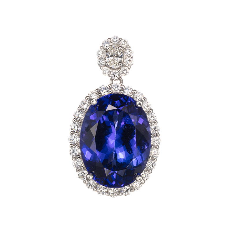 PT950 タンザナイト(特優) ダイヤ ペンダントトップ TA 9.820ct D 0.84ct