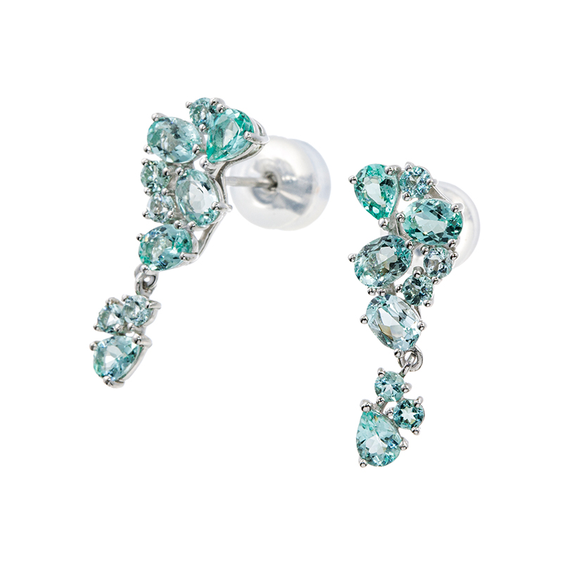 PT950 ヴィヴィッドシーブルーベリル ピアス BE 約1.30ct 