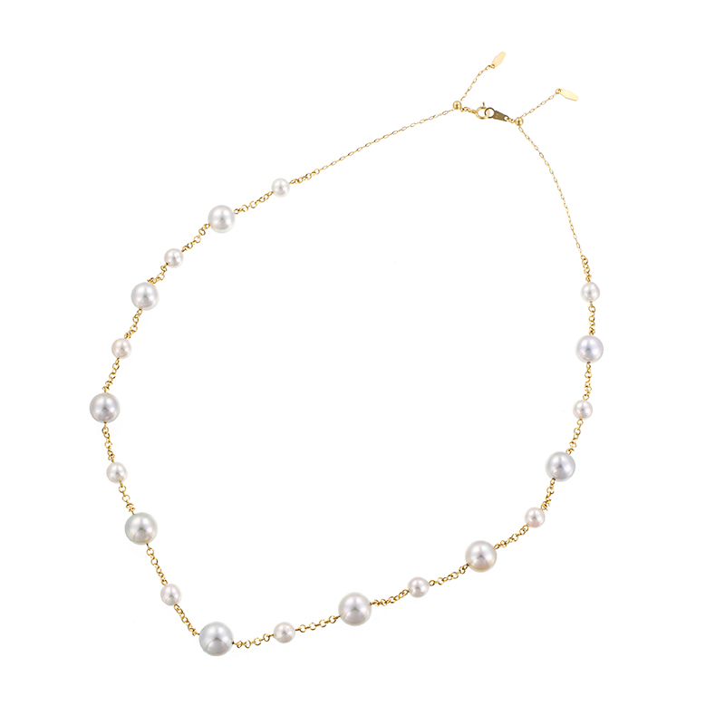 K18YG白蝶真珠&アコヤ真珠ステーションネックレスイリゼReineroseKeiko