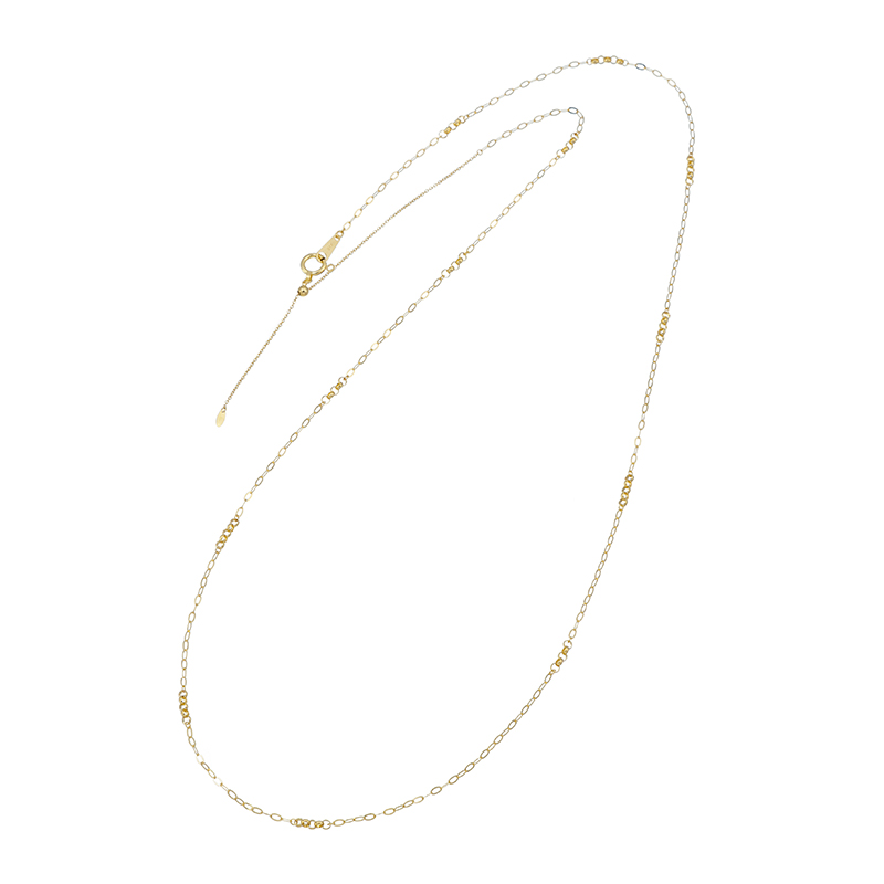 K18YGリップクロス ＆ ハーフラウンドコンビステーションロングネックレス