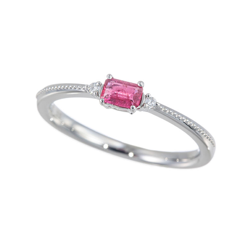PT950 レッドベリル ダイヤ リング BE 0.13ct D 0.02ct