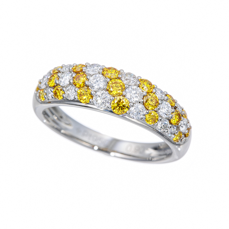 PT950 ファンシーイエローダイヤモンド & ダイヤ リング YD 約0.45ct D 約0.45