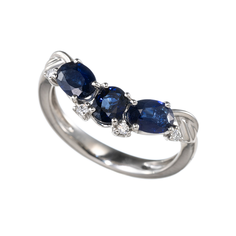 PT950 サファイア ダイヤ Angel リング SA 約1.20ct D 約0.04ct 