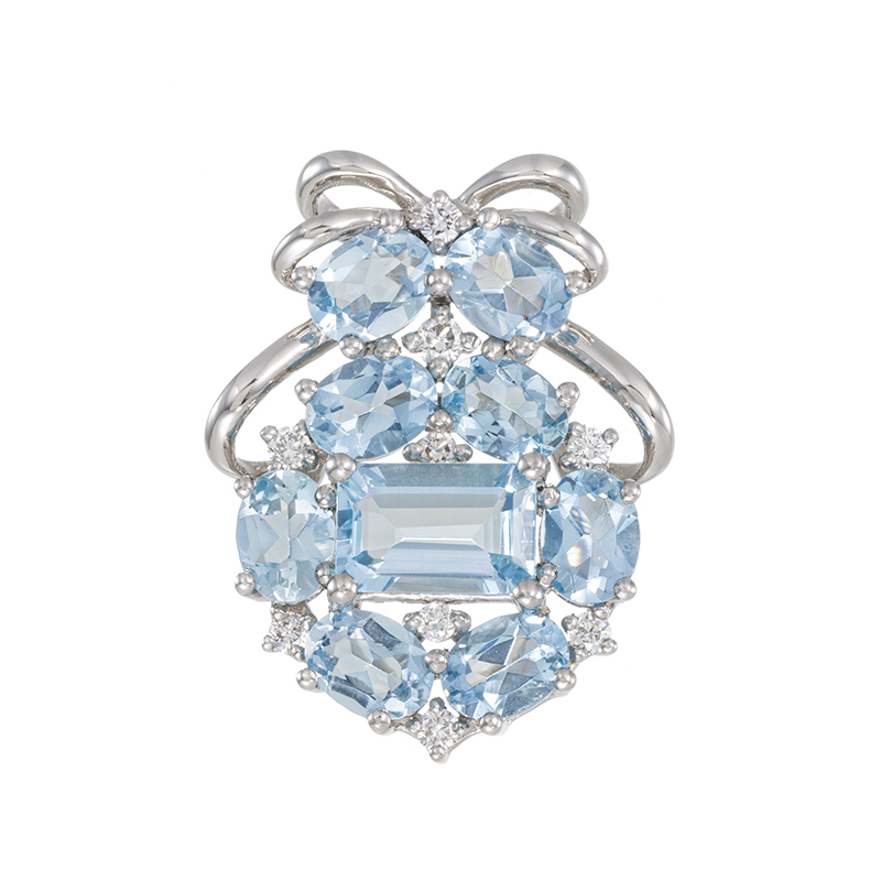 PT950 サンタマリアアフリカーナアクアマリン ダイヤ ペンダントトップ