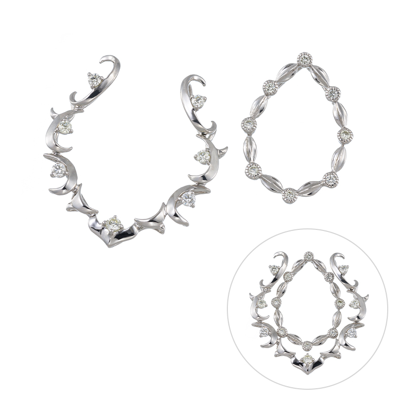 PT950ダイヤモンドジャケットペンダントトップ2点セットD約0.20ctD約0.10ct