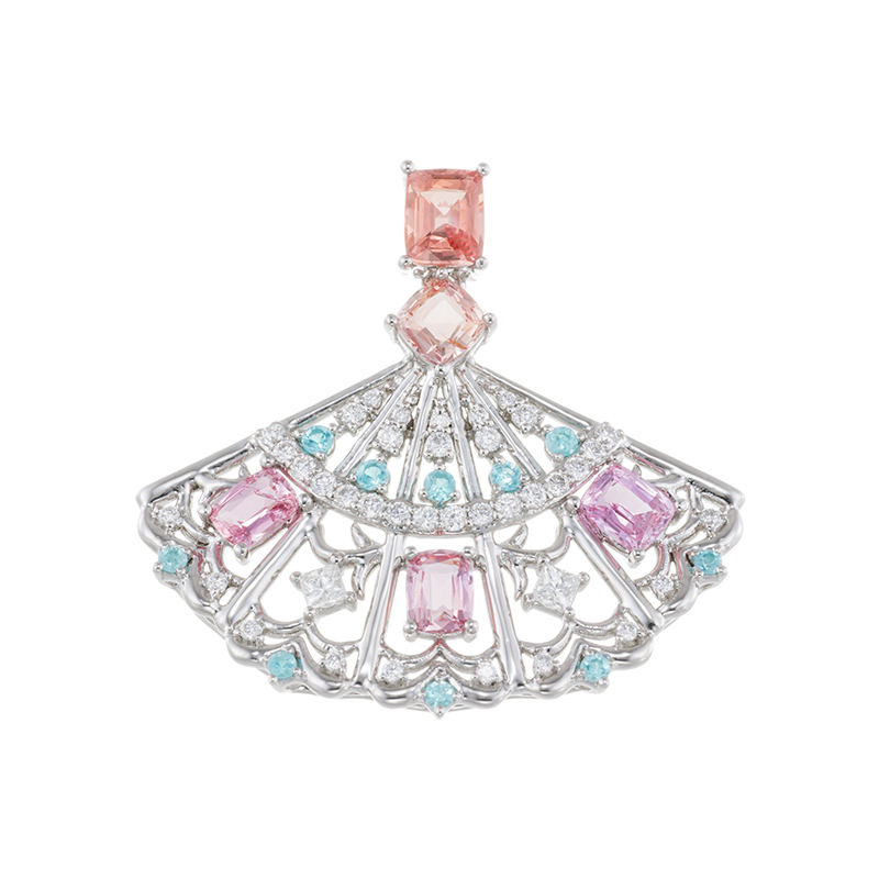 PT950マダガスカル産非加熱パパラチアサファイアブラジル産パライバトルマリンダイヤペンダントトップ