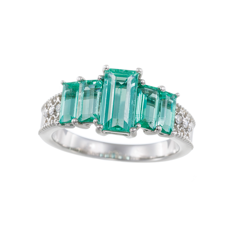 PT950コロンビア産ノンオイルエメラルドダイヤリングEM1.98ctD0.04ct