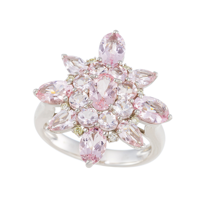 PT950モルガナイトダイヤBloomingリングMOR約2.85ctD約0.08ct