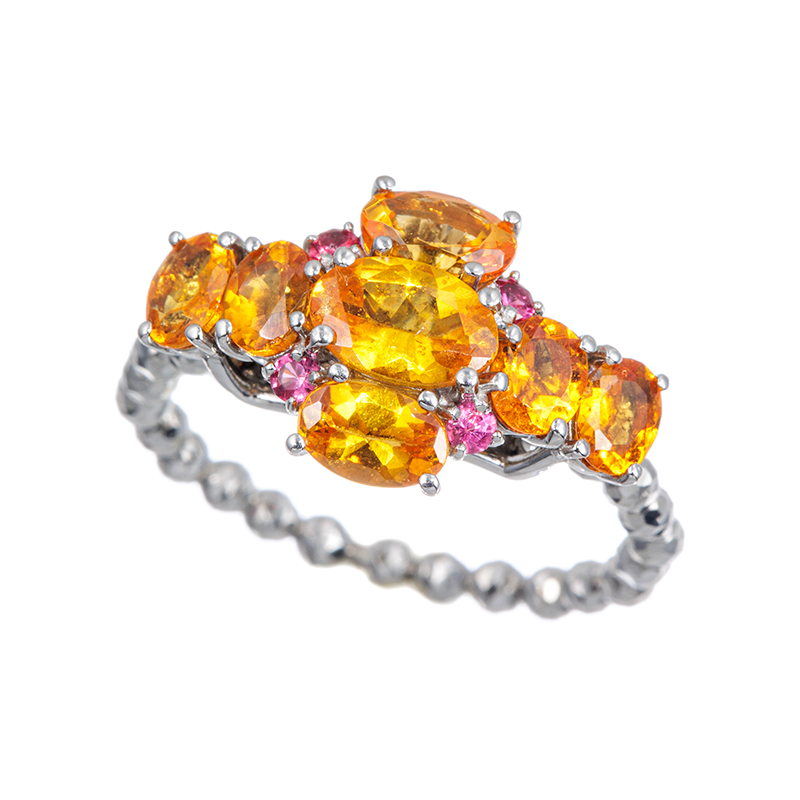 PT950 マンダリンガーネット アヤナスピネル フレックスリング GA 約1.70ct SP 約0