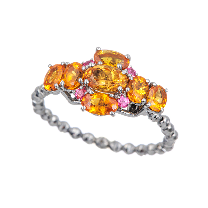 PT950 マンダリンガーネット アヤナスピネル フレックスリング GA 約1.70ct SP 約0