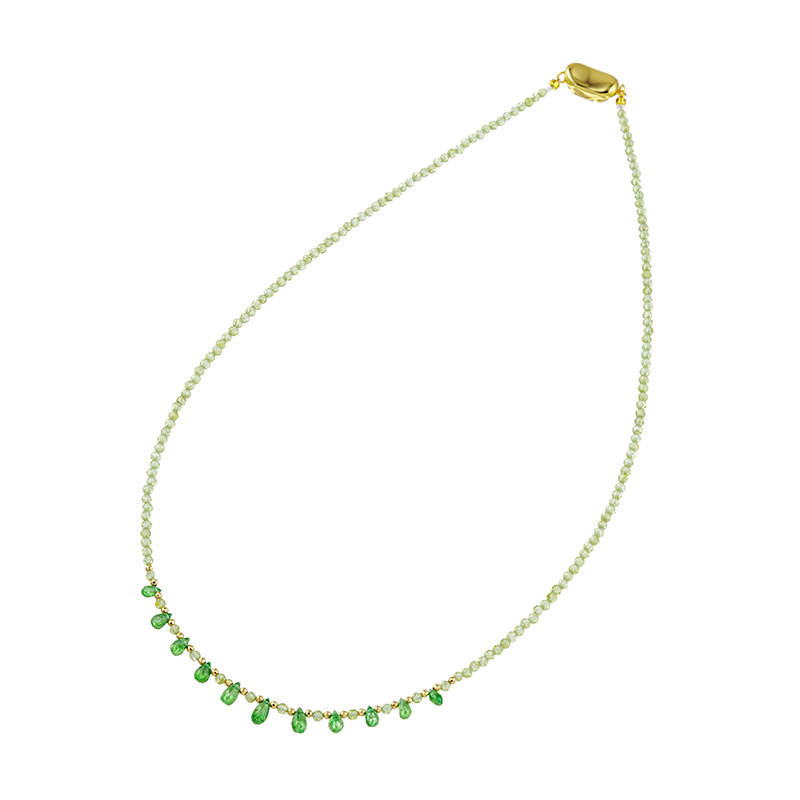 SV/K18YG ツァボライト ペリドット ネックレスTS約4.00ctPE約10.00ct