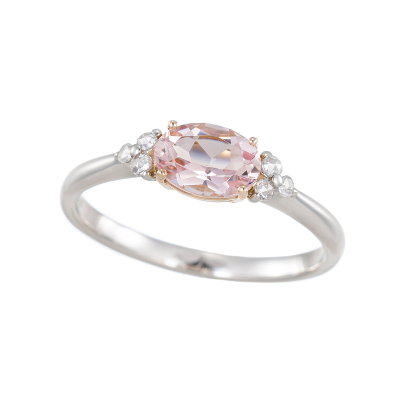 PT950/K18PG モルガナイト ローズカットダイヤ リング MOR 約0.60ct D 約0.