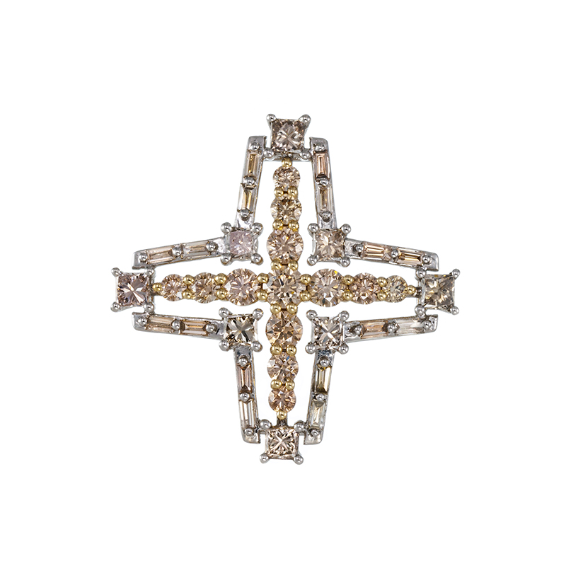 PT950/K18YG H&Cブラウンダイヤモンド & ブラウンダイヤ ペンダントトップ