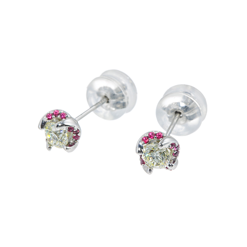 PT950 ダイヤモンド ルビー ピアス D 約0.50ct RB 約0.10ct