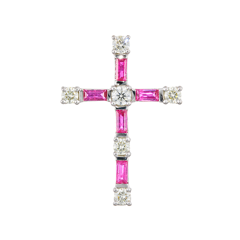 PT950 ルビー ダイヤ ペンダントトップ RB 約0.50ct D 約0.48ct 