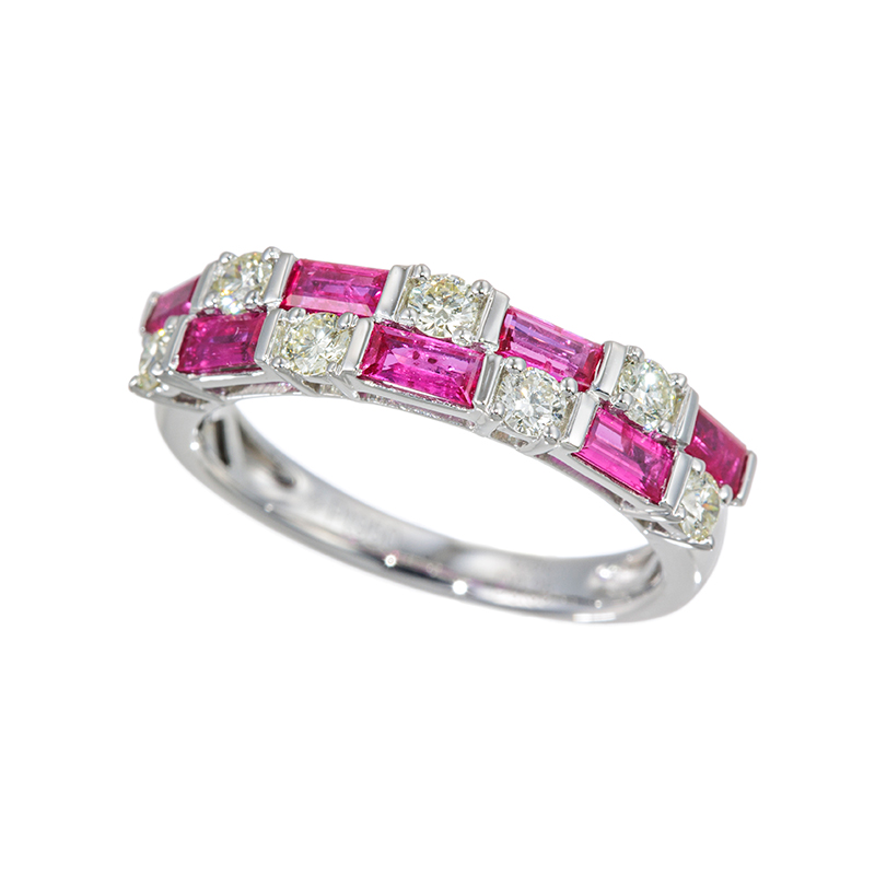 PT950 ルビー ダイヤ リング RB 約0.80ct D 約0.35ct 